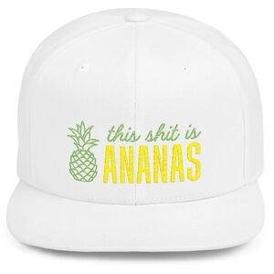 White Cap with Pineapple Embroidery